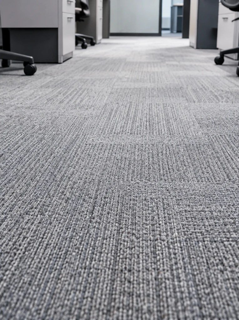 Pasillo de oficina con alfombra limpia